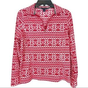 Land’s End fleece zip pullover red white . S